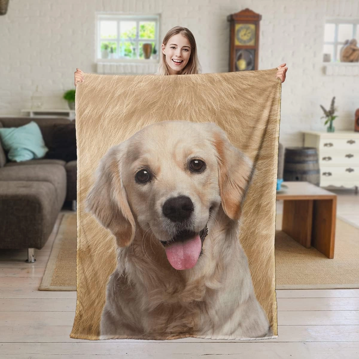 SOULZZZ Golden Retriever Flannel Fleece Blanket Cute Puppy Dog Plush Throw Blanket Fuzzy Soft Warm Cute Animals Blanket Golden Retriever Dog Lovers Gifts Throw 50 x 60 Inches