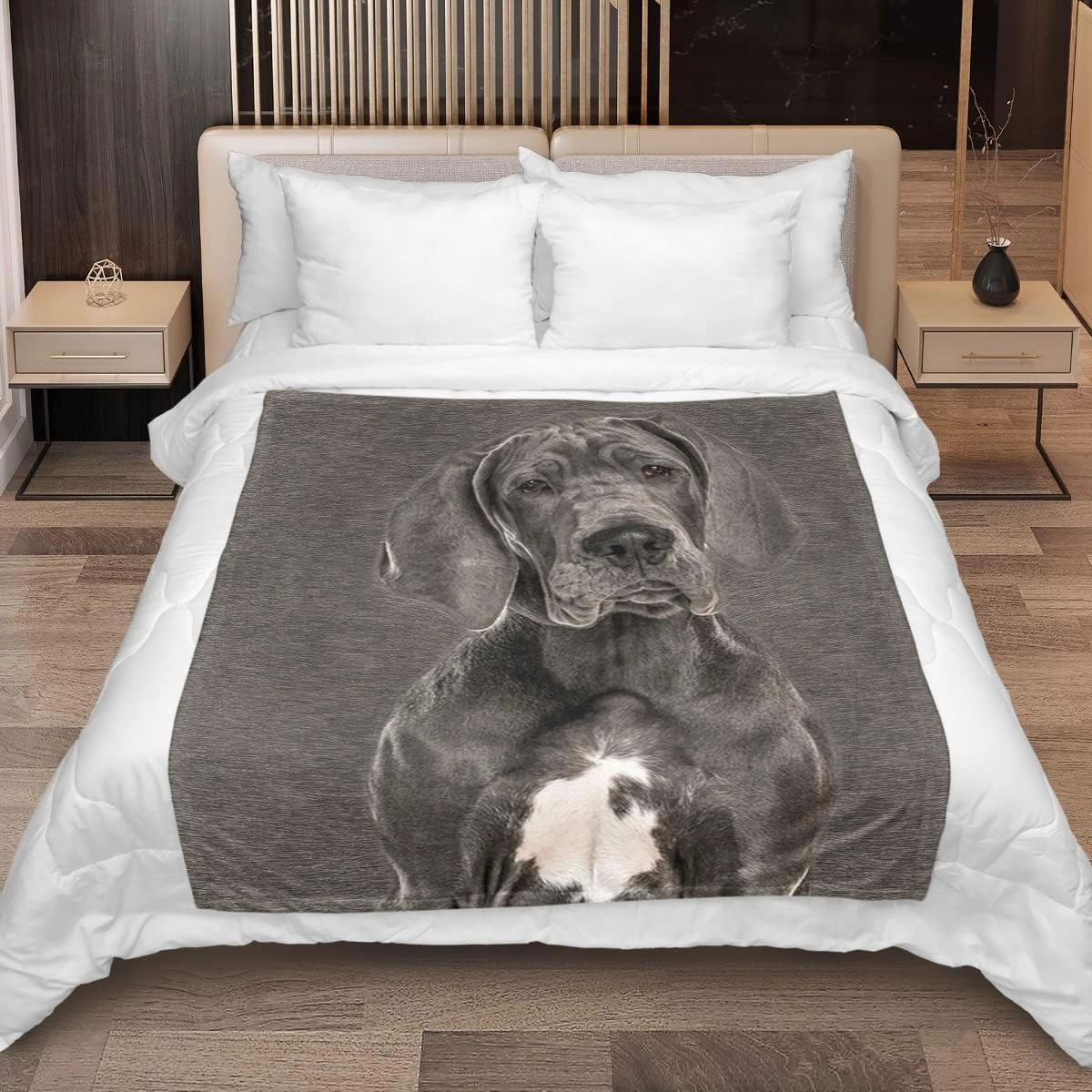 SOULZZZ Grey Great Dane Flannel Throw Blanket for Women Girls Kids Soft Warm Dog Fleece Blanket Cute Animal Pet Blanket for Dog Lovers Home Decor