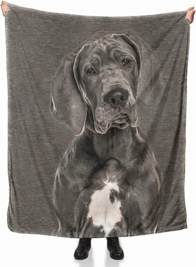 SOULZZZ Grey Great Dane Flannel Throw Blanket for Women Girls Kids Soft Warm Dog Fleece Blanket Cute Animal Pet Blanket for Dog Lovers Home Decor
