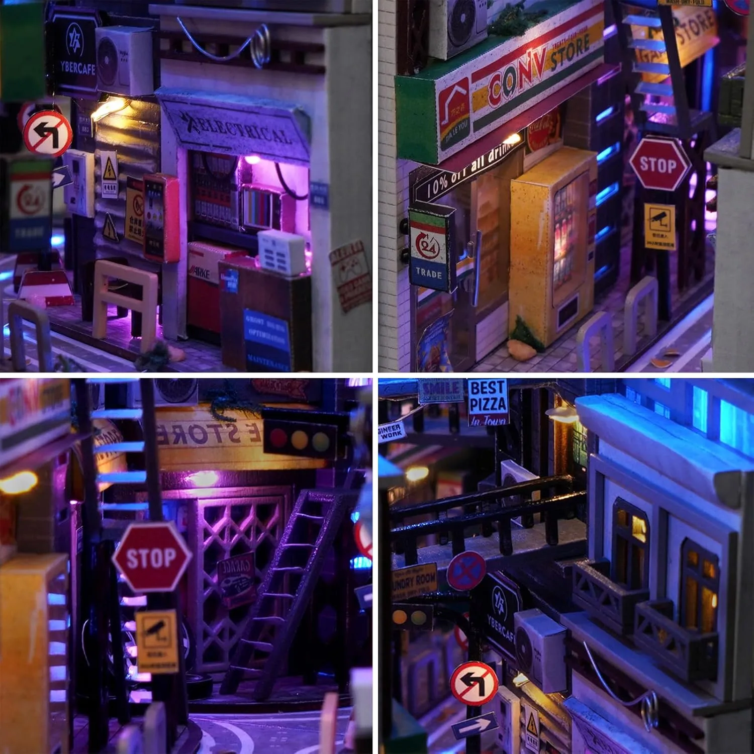Spilay DIY Book Nook Kit, DIY Dollhouse Booknook Bookshelf Insert Decor Alley, Bookends Model Build-Creativity Kit with LED Light for Teens and Adults Birthday TC36
