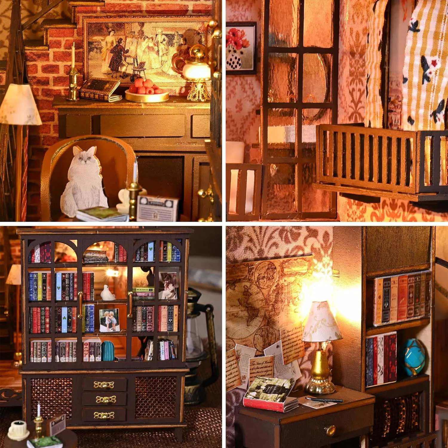 Spilay DIY Book Nook Kit, DIY Dollhouse Booknook Bookshelf Insert Decor Alley, Bookends Model Build-Creativity Kit with Music Box & LED for Teens and Adults Birthday ZWSL13