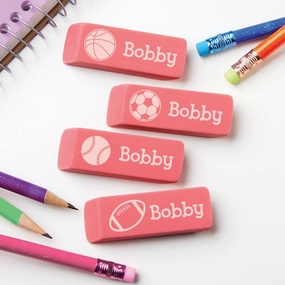 Sport Balls Personalized Pink Eraser - Set of 4