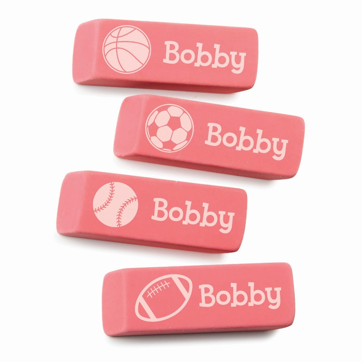 Sport Balls Personalized Pink Eraser - Set of 4