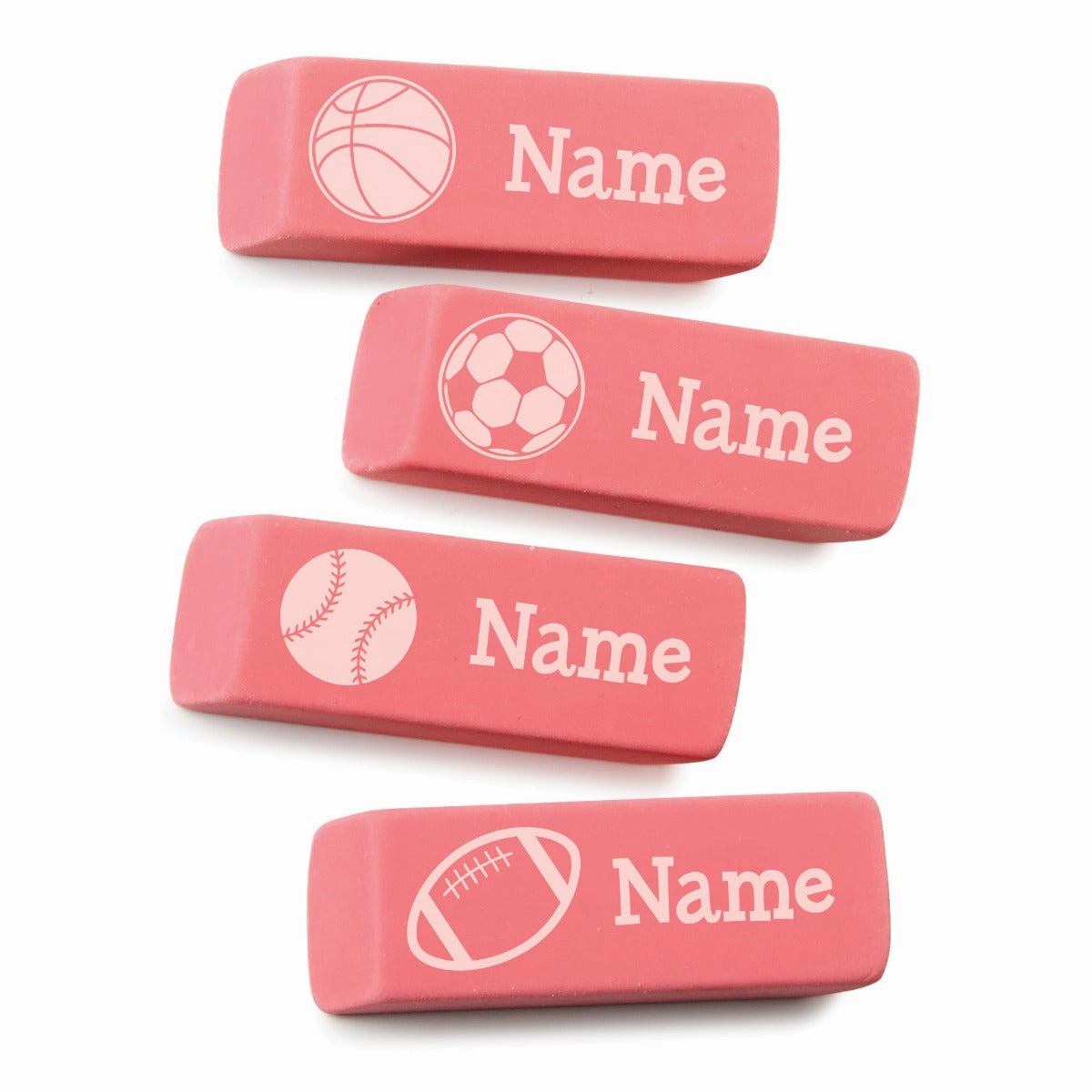 Sport Balls Personalized Pink Eraser - Set of 4
