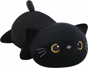 SQEQE Weighted Black Cat Plush, Weighted Black Cat Stuffed Animal, Cute Plushies Soft Pillow Toy Gift for Kids Adults 9.8 Inch, 0.8 Lbs