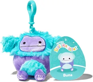 Squishmallows Official Kellytoy 3.5 Inch Clip On Bag Keychain Backpack Clips Collectible Pillow Animal (Buna Bigfoot), Small