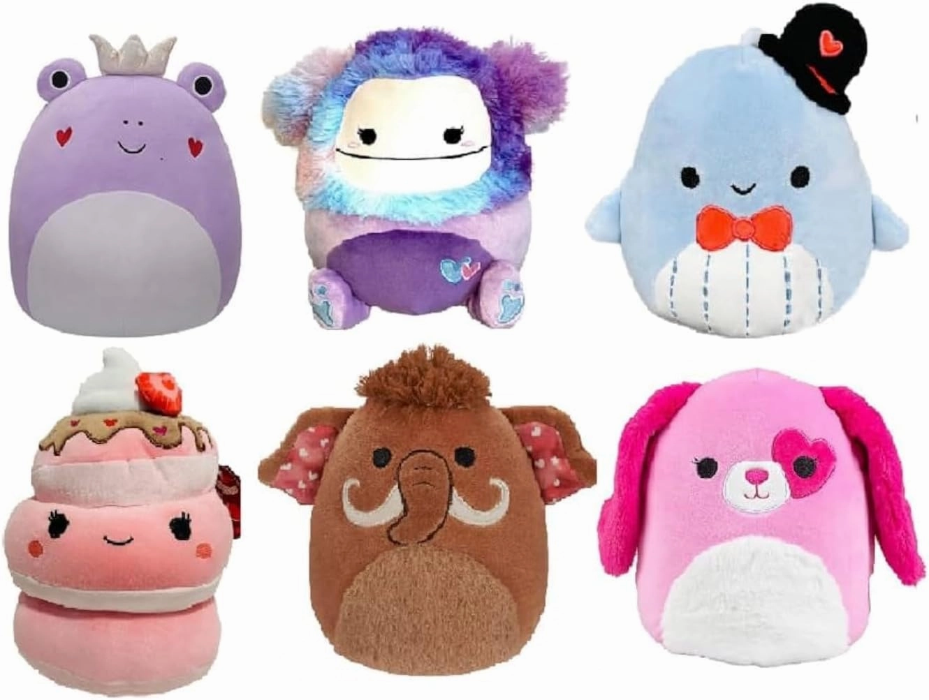 Squishmallows Valentine 5" Set of 6 - Francine, Eden, Samir, Shelly, Chienda, Sager - Officially Licensed Kellytoy Plush - Collectible Soft & Squishy Stuffed Animal Toy Gift for All Ages - 5 Inch