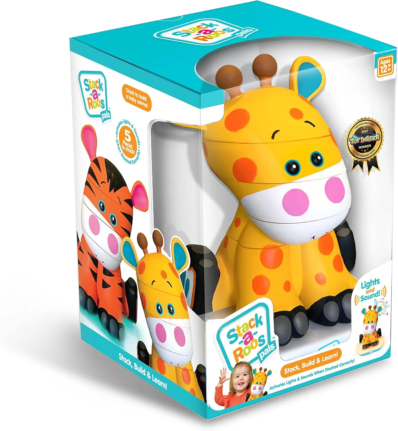 Stack-a-Roos Baby Giraffe by Salus Brands - Animal Stacking Toy, Educational Early Learning Toy for Infants Babies Toddlers, Age 12  Months - Great Baby Gifts, STEM