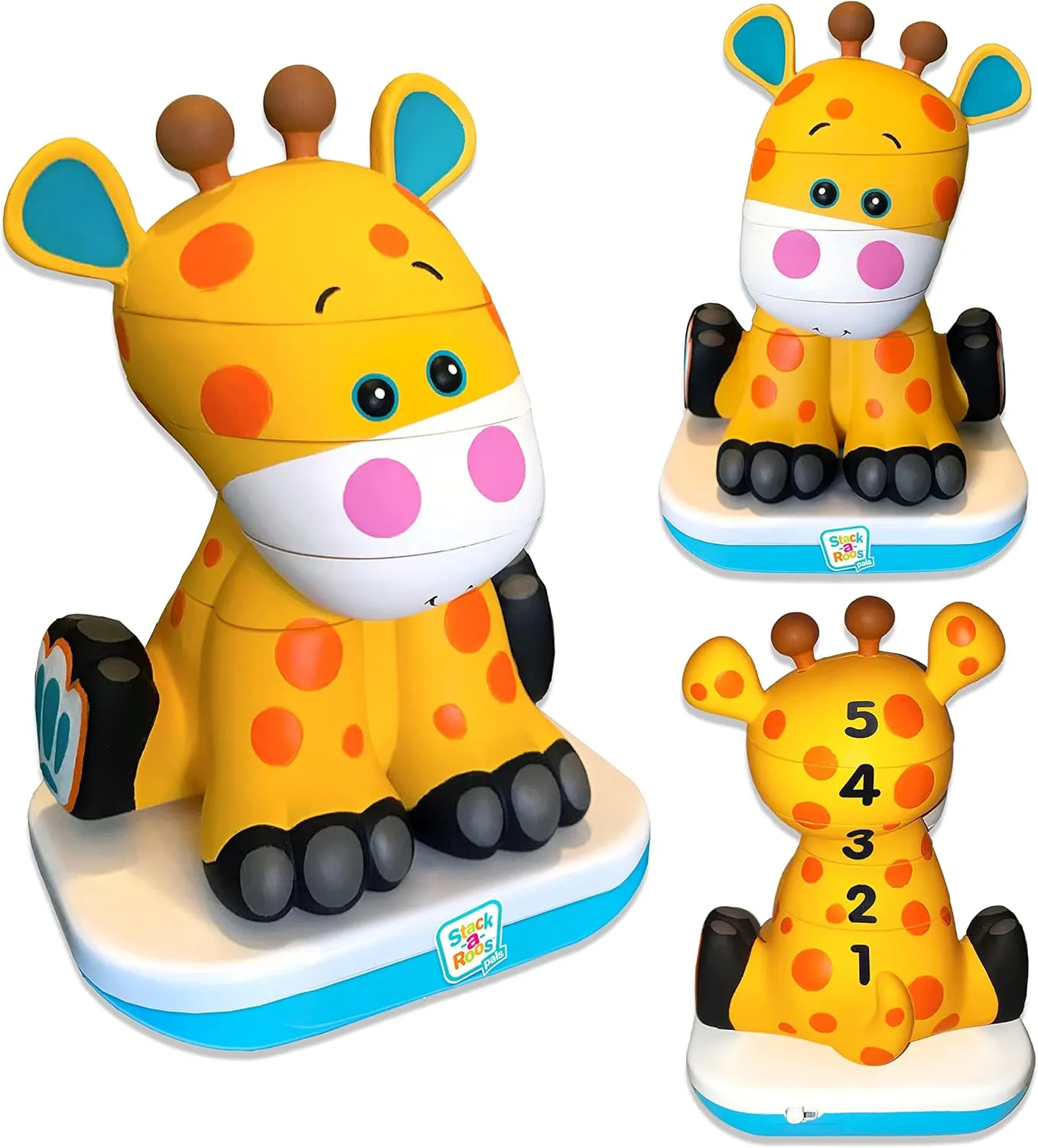 Stack-a-Roos Baby Giraffe by Salus Brands - Animal Stacking Toy, Educational Early Learning Toy for Infants Babies Toddlers, Age 12  Months - Great Baby Gifts, STEM