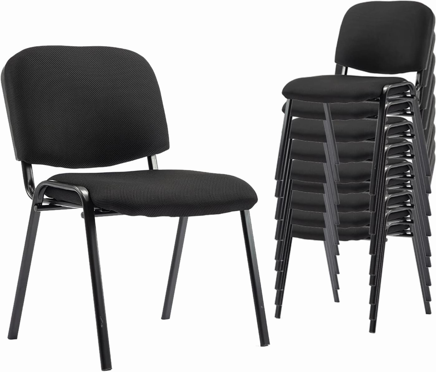 Stackable Waiting Room Chairs Set of 10 Modern Conference Room Chairs Office Guest Chair Side Reception Chair for Breakroom/Lobby/Events/Church/School/Hall/Hotel,Black,Mesh