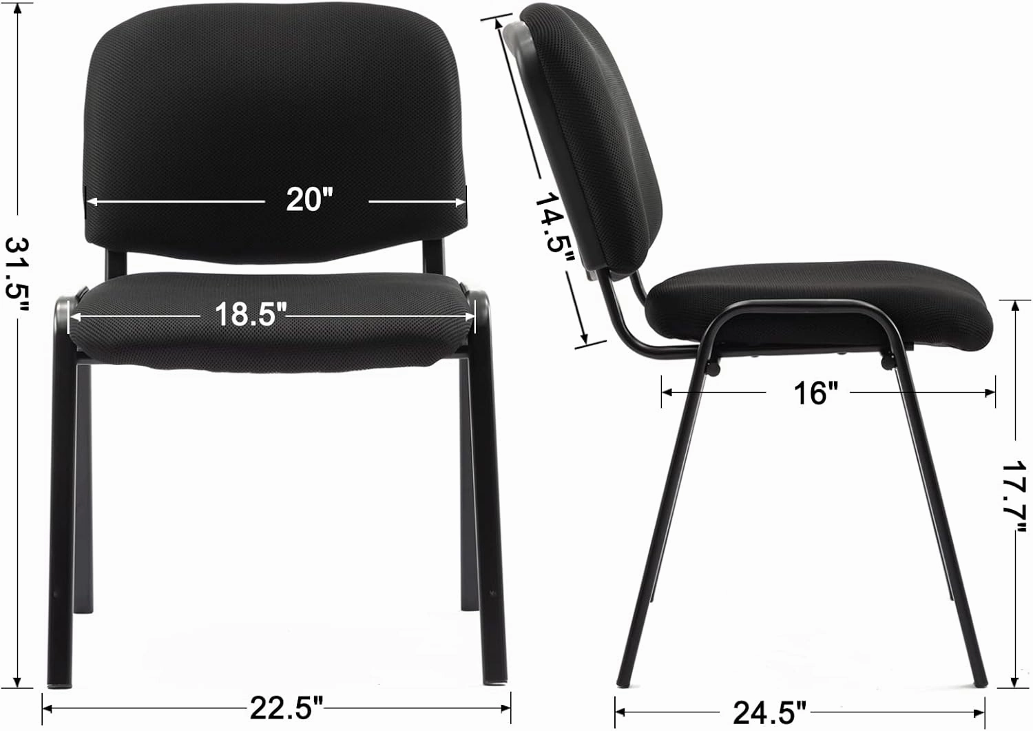 Stackable Waiting Room Chairs Set of 10 Modern Conference Room Chairs Office Guest Chair Side Reception Chair for Breakroom/Lobby/Events/Church/School/Hall/Hotel,Black,Mesh