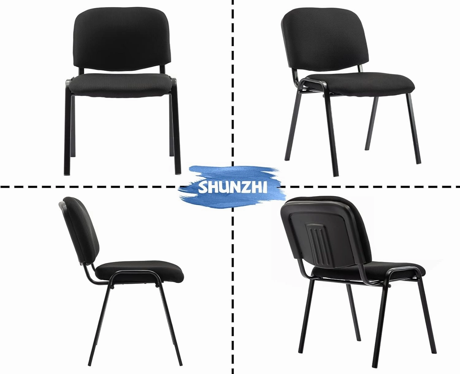 Stackable Waiting Room Chairs Set of 10 Modern Conference Room Chairs Office Guest Chair Side Reception Chair for Breakroom/Lobby/Events/Church/School/Hall/Hotel,Black,Mesh