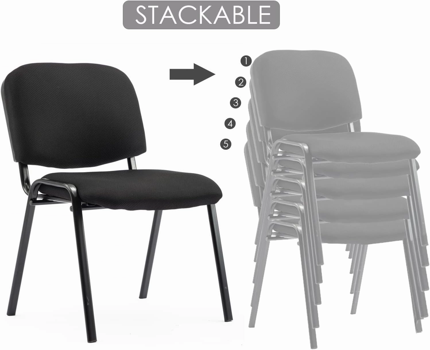 Stackable Waiting Room Chairs Set of 10 Modern Conference Room Chairs Office Guest Chair Side Reception Chair for Breakroom/Lobby/Events/Church/School/Hall/Hotel,Black,Mesh