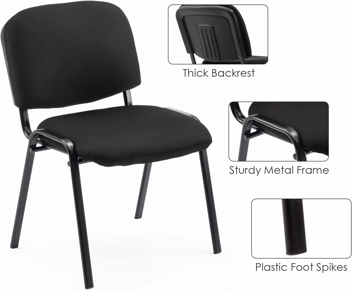 Stackable Waiting Room Chairs Set of 10 Modern Conference Room Chairs Office Guest Chair Side Reception Chair for Breakroom/Lobby/Events/Church/School/Hall/Hotel,Black,Mesh