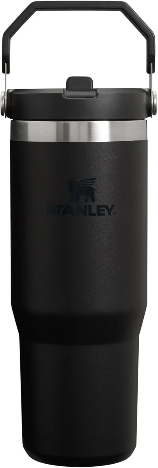 Stanley IceFlow Stainless Steel Tumbler - Vacuum Insulated Water Bottle for Home, Office or Car Reusable Cup with Straw Leak Resistant Flip Cold for 12 Hours or Iced for 2 Days, Black 2.0, 30oz
