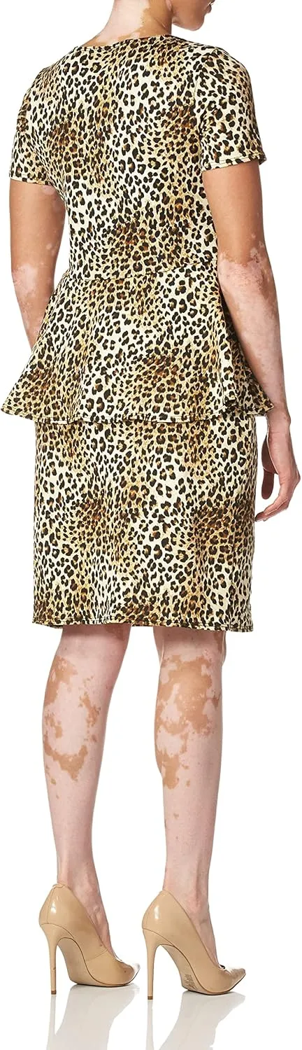 Star Vixen Ss Classic Str Ponte Peplum Dress