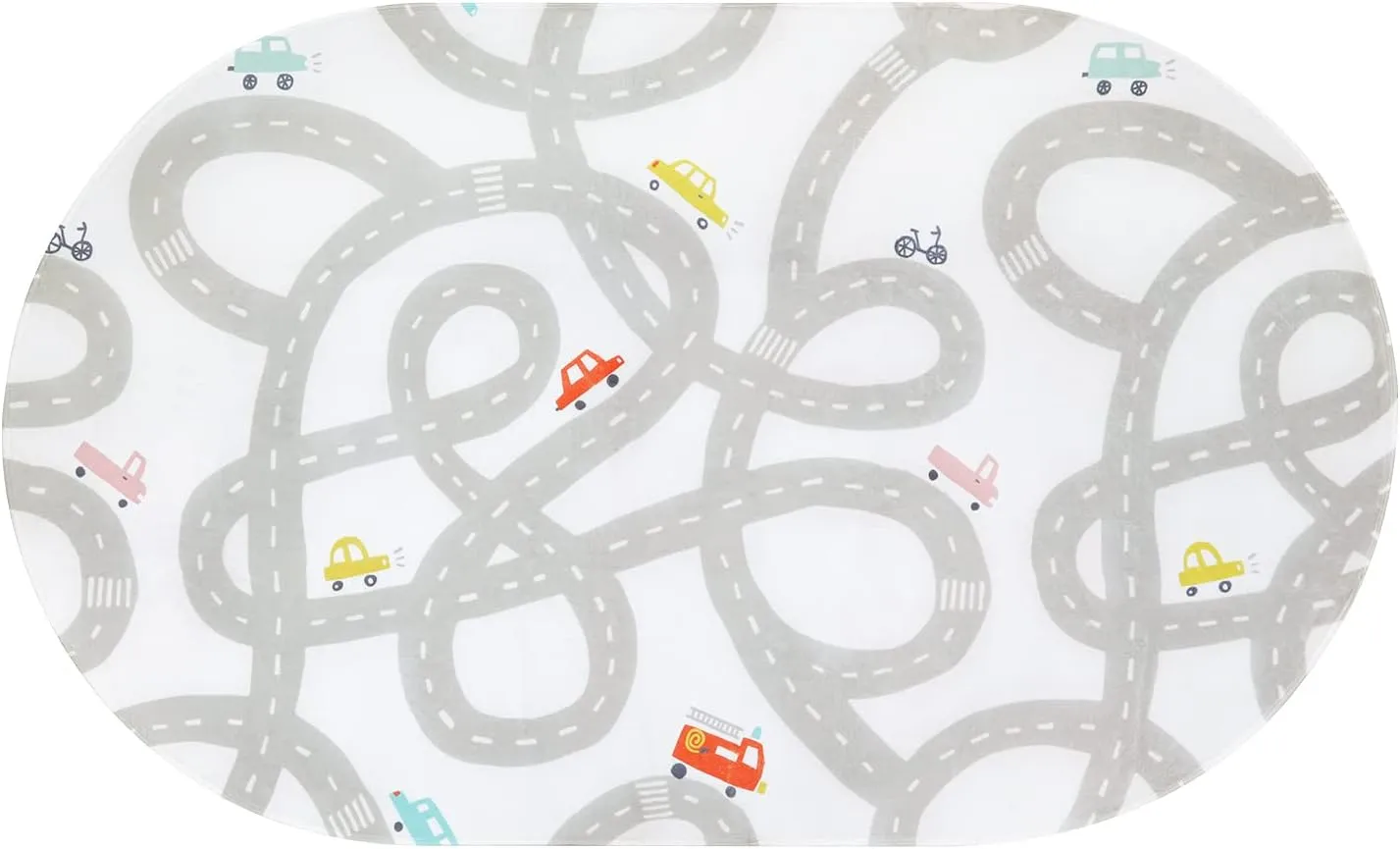 STARUIA Road Traffic Kids Rug Children Playing with Cars Playmat 4x6 Ft, Washable Play Carpet for Kids Playroom, Non-Slip Have Fun Safe Baby Nursery Rug for Toddler Boy's Bedroom Game Room Grey