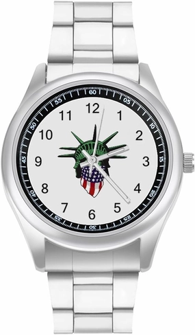 Statue of Liberty USA Casual Wrist Watches for Men Classic Business Dress Watch Big Face for Work Gym
