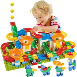 STEM Learning Toys,176 Pcs Marble Runs for Kids 4-8,Marble Run Building Blocks Classic Marble Track for Boys Girls Toddler Age 3,4,5,6,7,8 