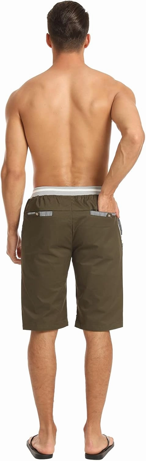 STICKON Men's Shorts Casual Classic Fit Drawstring Summer Beach Shorts with Elastic Waist and Pockets