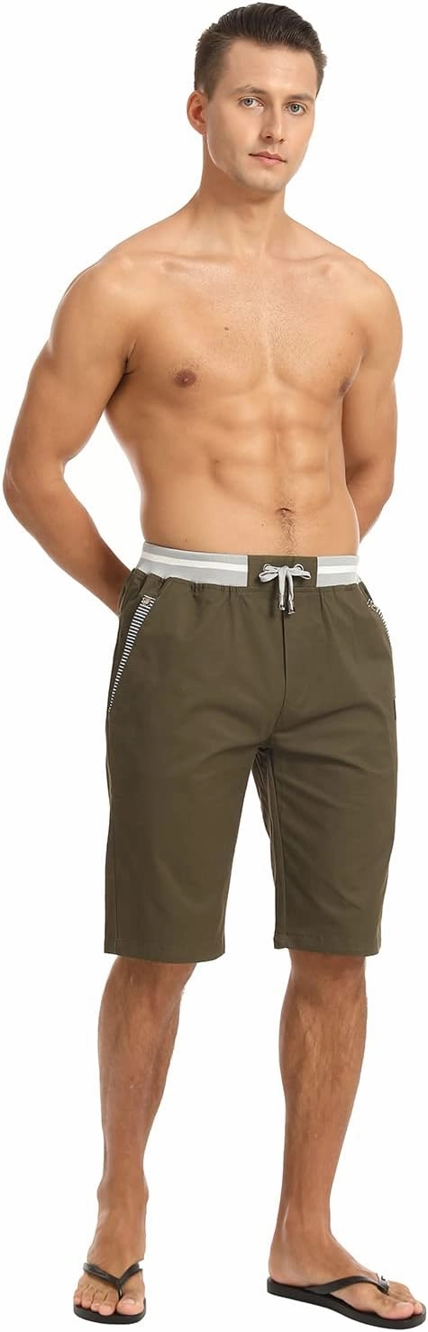 STICKON Men's Shorts Casual Classic Fit Drawstring Summer Beach Shorts with Elastic Waist and Pockets