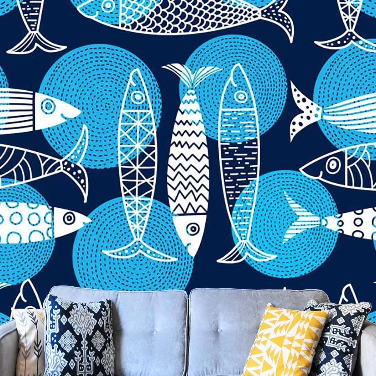 Sticky Wallpaper Cute Fish Customize Self Adhesive Contact Paper Dollhouse Extra Wide (W) 78.7Inch X(H) 59Inch