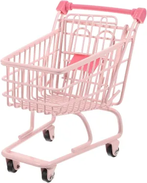 STOBOK Mini Shopping Basket Miniature Shopping Cart Storage Pink Mini Supermarket Basket Toy Dolls House Furniture Decoration for (cart
