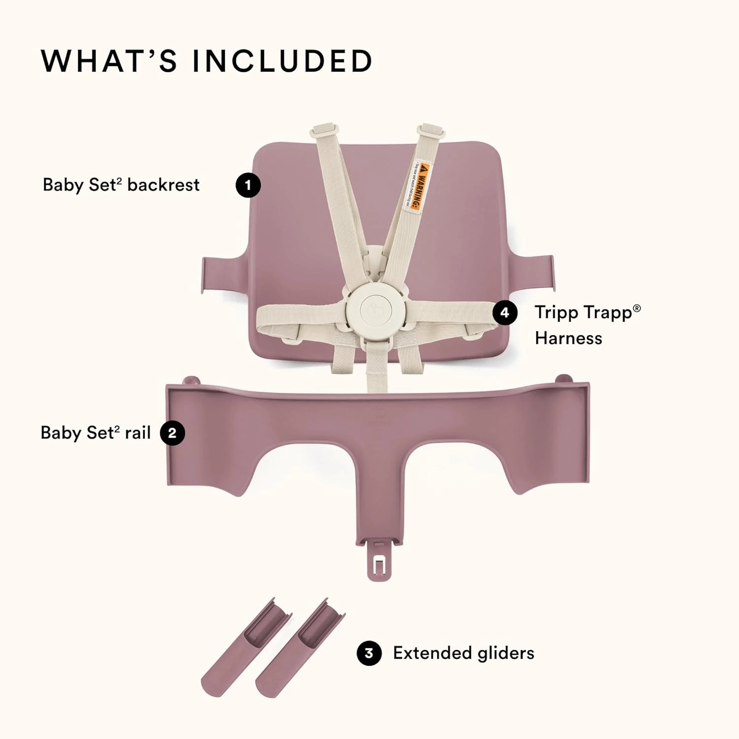 Stokke Tripp Trapp Baby Set 2, Heather Mauve - Ages 6-36 Months - Convert The Tripp Trapp Chair into a Comfortable High Chair - Includes Stokke Harness 2