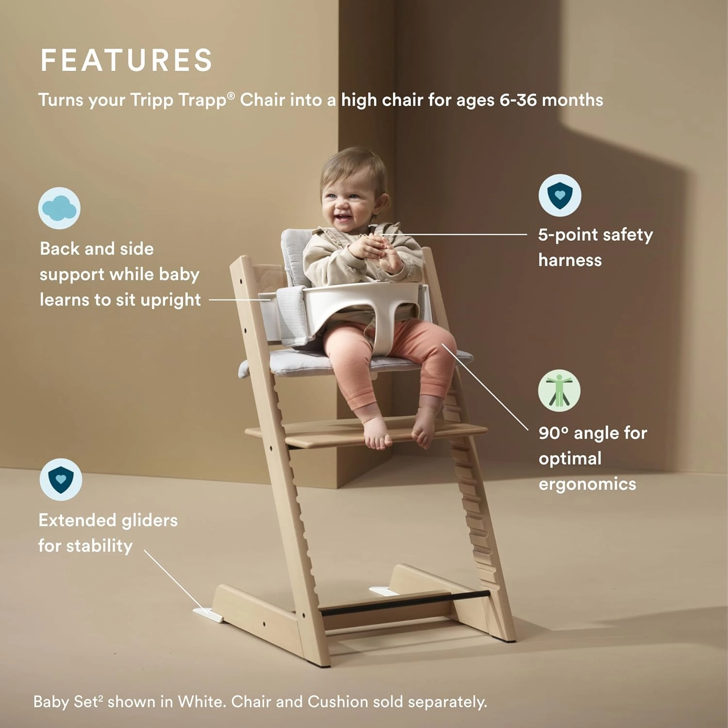 Stokke Tripp Trapp Baby Set 2, Heather Mauve - Ages 6-36 Months - Convert The Tripp Trapp Chair into a Comfortable High Chair - Includes Stokke Harness 2