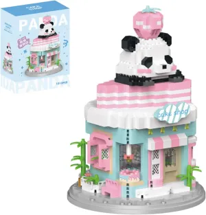 Street View Cake Shop Mini Building Blocks,1013 Pieces Cute Panda Animal Micro Building Sets,Simulation Architecture Construction Toy,Creative Gifts for Adults Boys Girls 12 