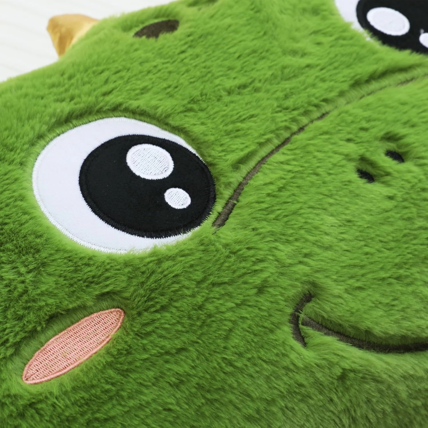 Stuffed Animal Lumbar Pillow, Super Soft Plush Cuddle Throw Pillow for Kids, Cute Dinosaur Shaped Pillow, 12 x 24 Inches, Green