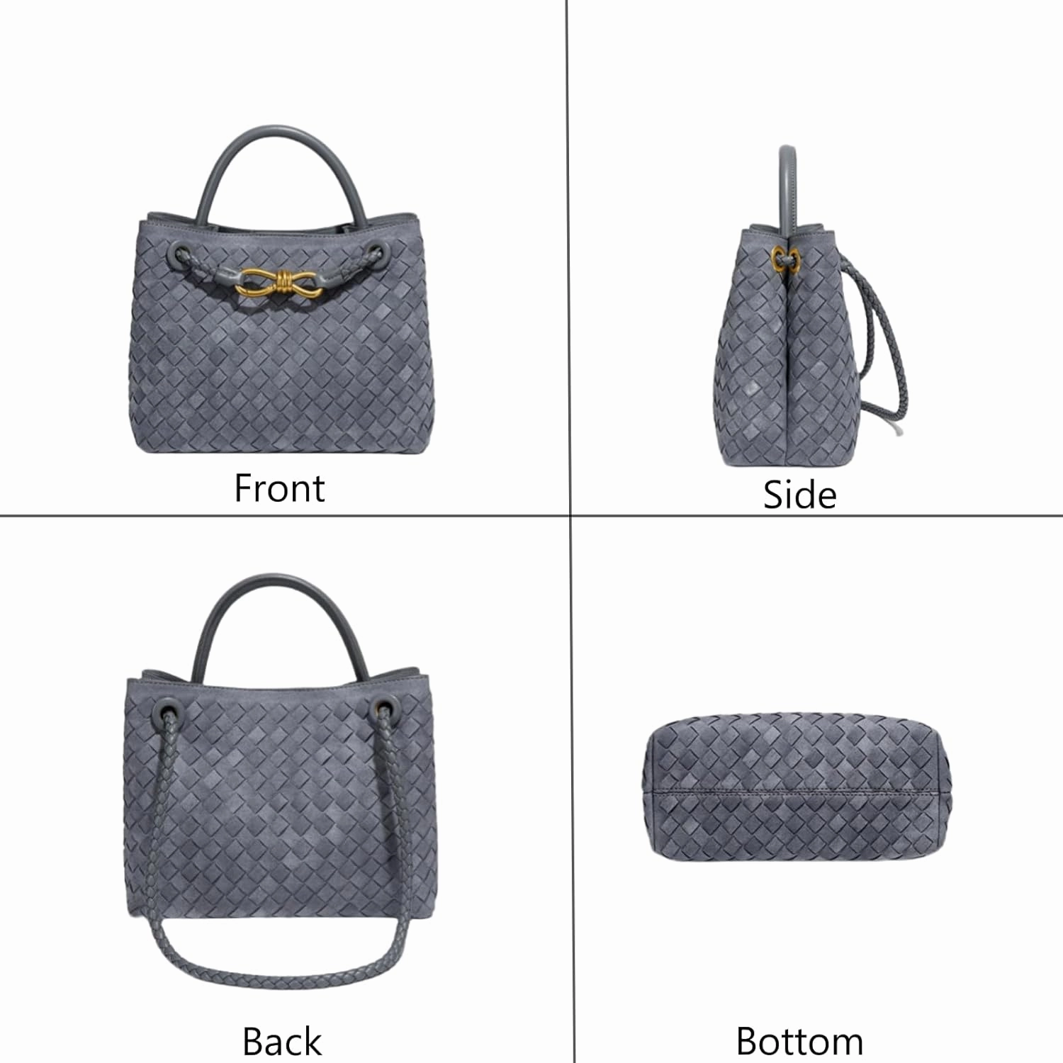 Suede Woven Tote Bag for Women, Top-handle Suede Woven Hobo Clutch Leather Crossbody Purse Shoulder Satchel Handbag
