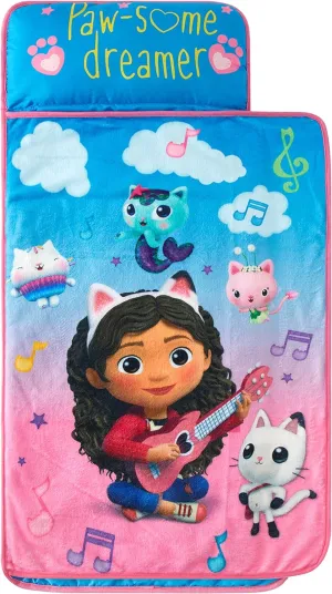 Super Soft Plush Toddler Quilted Nap Mat with Built in Blanket and Pillow