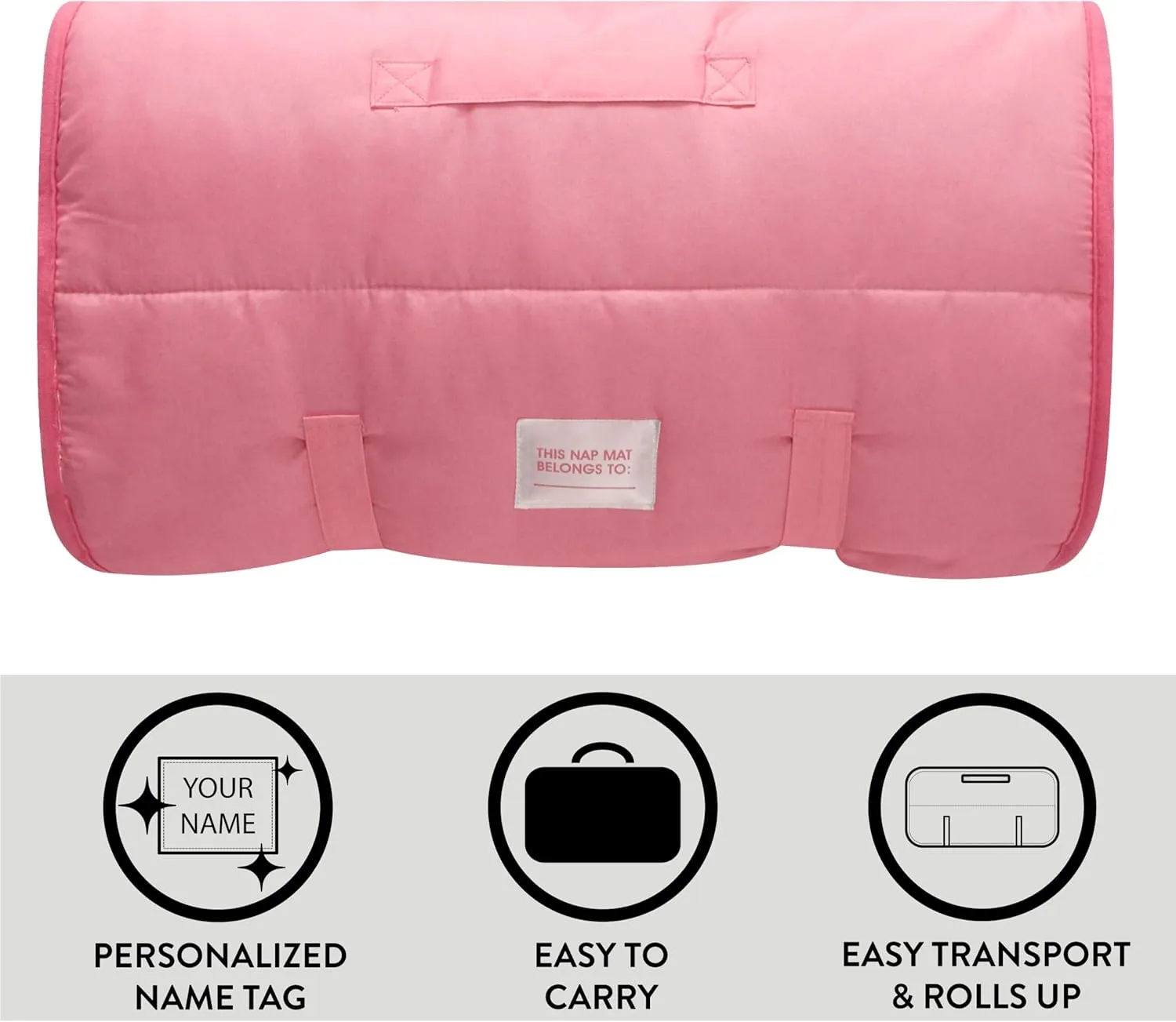 Super Soft Plush Toddler Quilted Nap Mat with Built in Blanket and Pillow