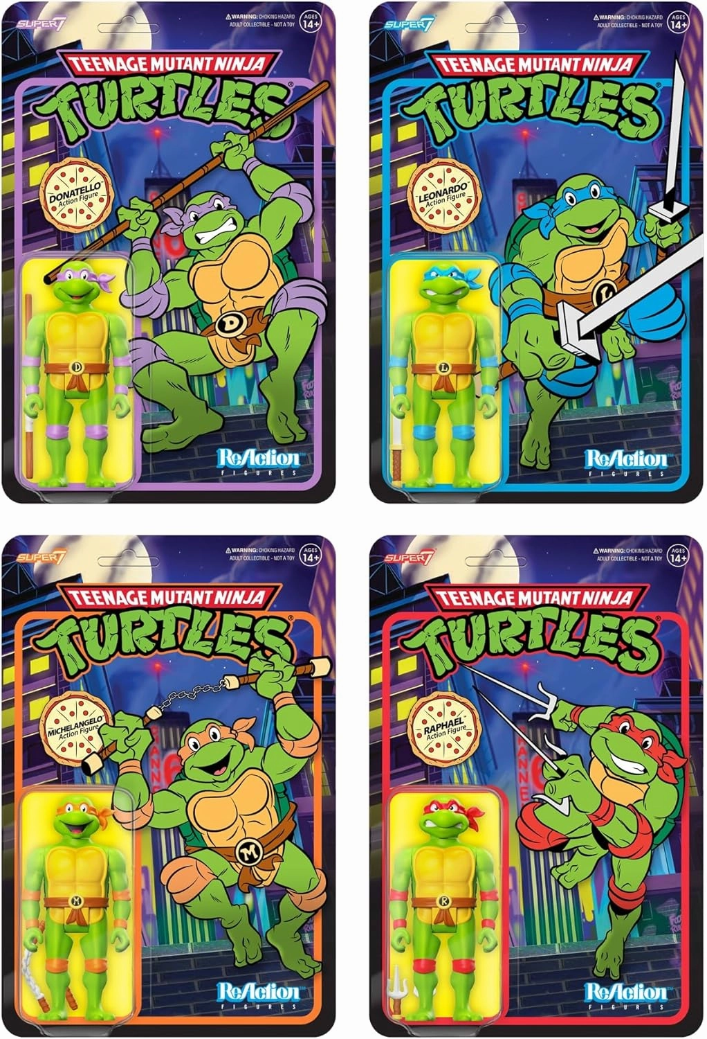 Super7 Teenage Mutant Ninja Turtles Michelangelo - 3.75" TMNT Action Figure with Accessories Classic Cartoon Collectibles and Retro Toys