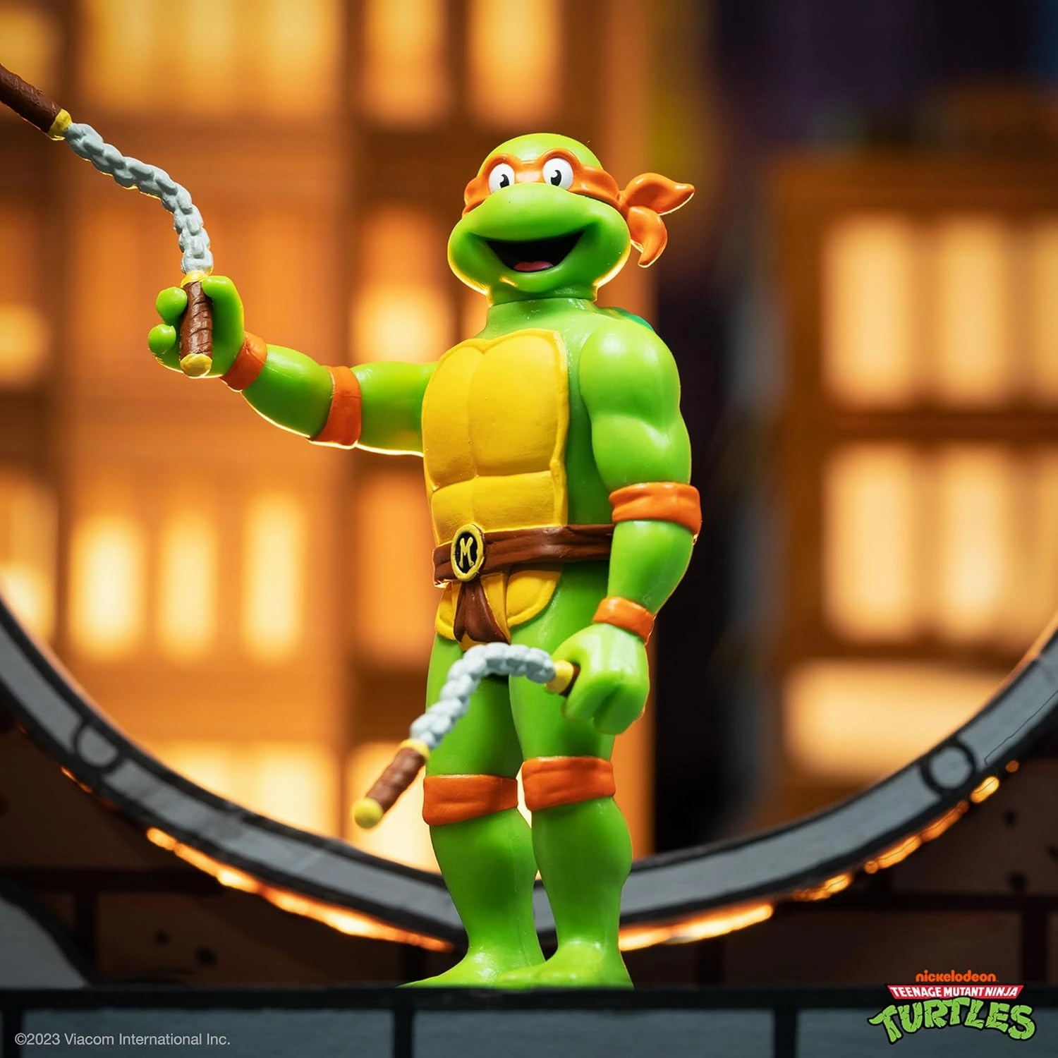 Super7 Teenage Mutant Ninja Turtles Michelangelo - 3.75" TMNT Action Figure with Accessories Classic Cartoon Collectibles and Retro Toys