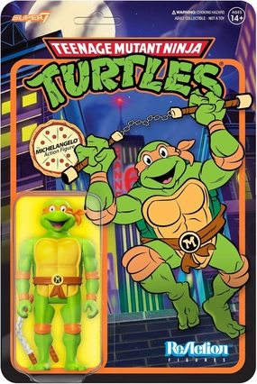 Super7 Teenage Mutant Ninja Turtles Michelangelo - 3.75" TMNT Action Figure with Accessories Classic Cartoon Collectibles and Retro Toys