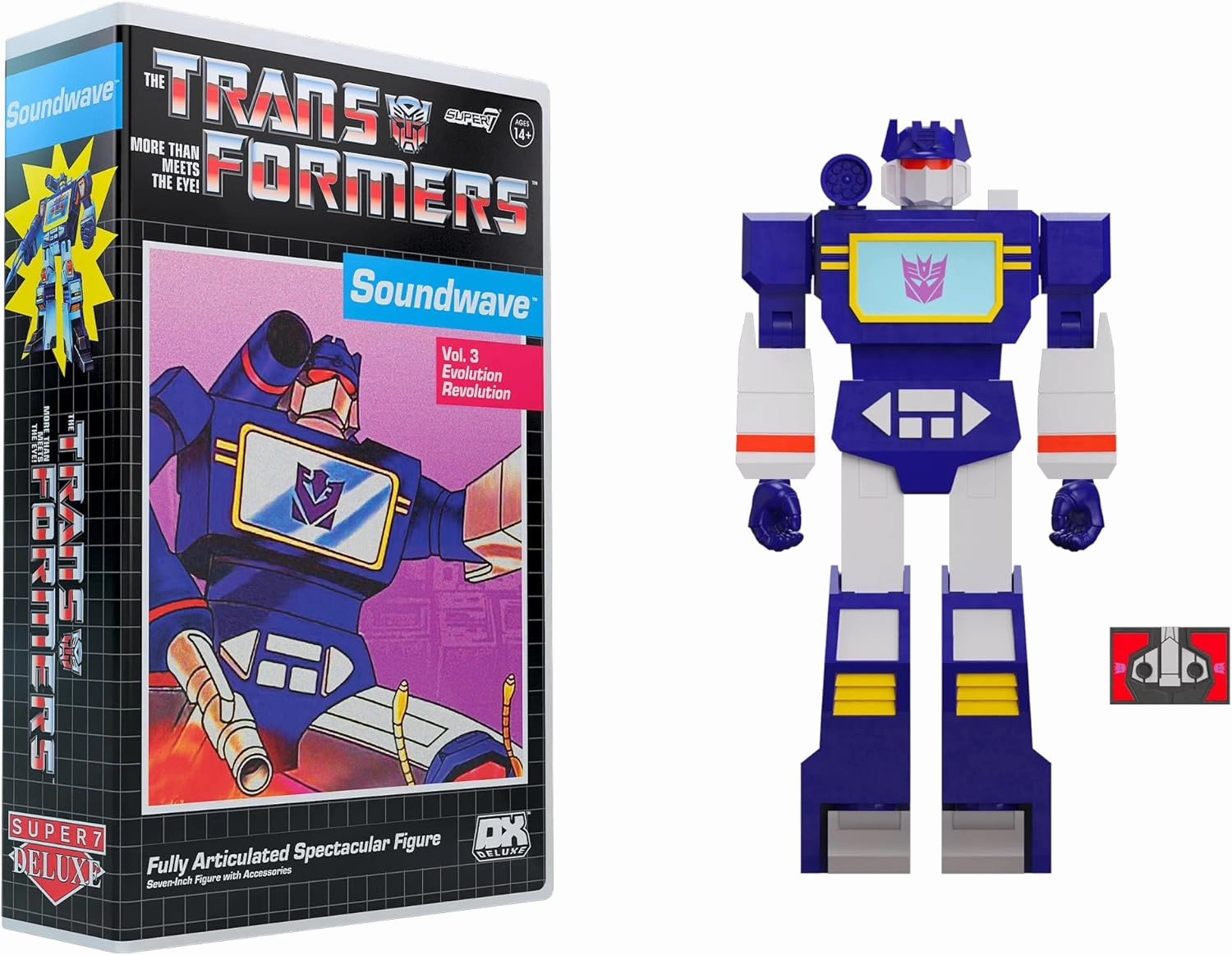 Super7 Transformers Deluxe Soundwave (VHS) - 7" Transformers Action Figure with Accessories Classic Cartoon Collectibles and Retro Toys