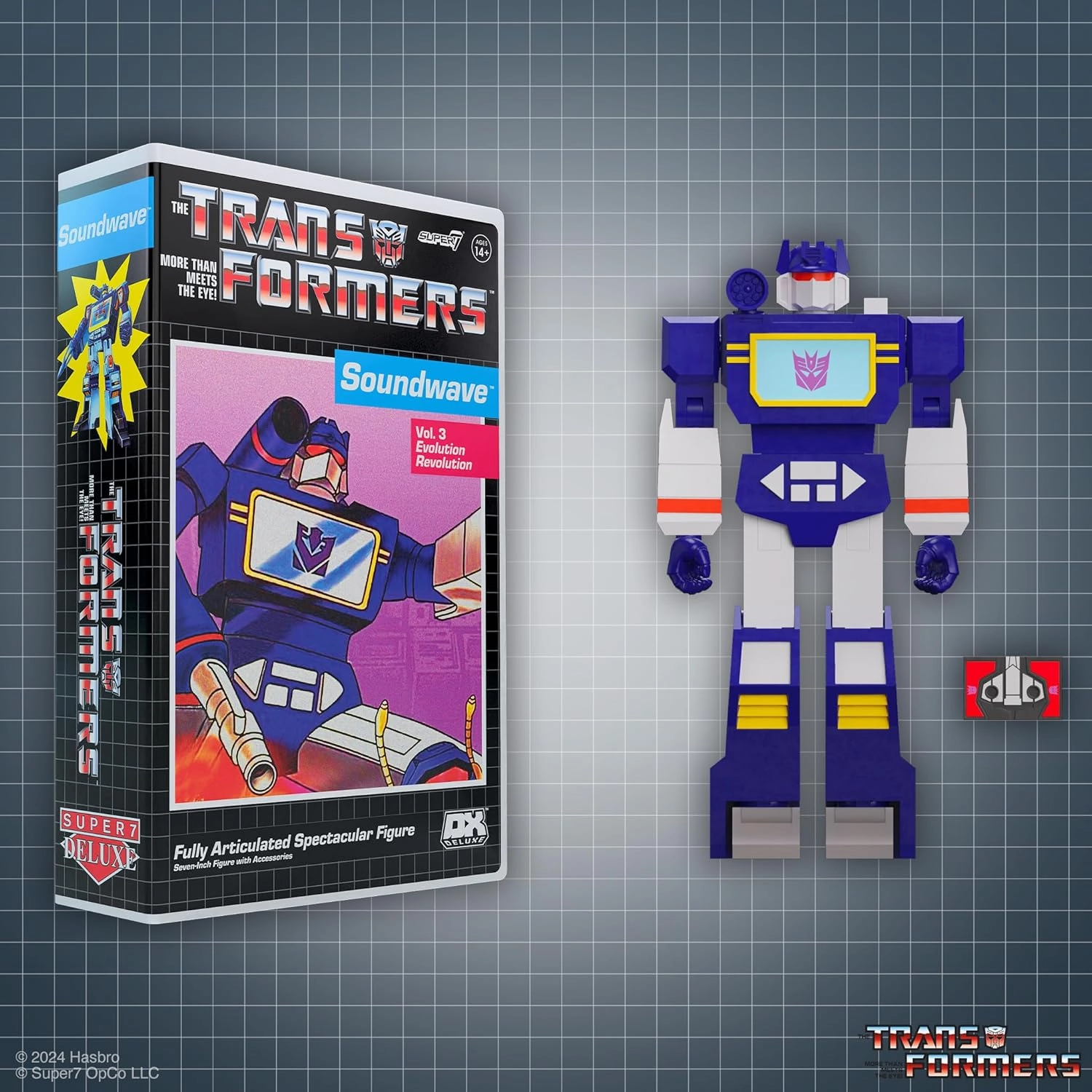 Super7 Transformers Deluxe Soundwave (VHS) - 7" Transformers Action Figure with Accessories Classic Cartoon Collectibles and Retro Toys
