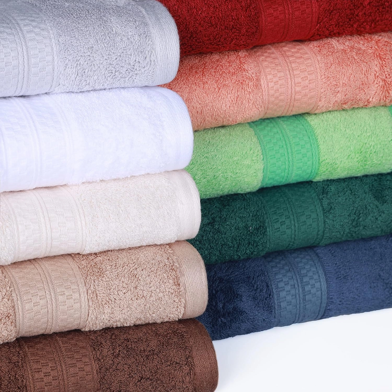 Superior Bath Towel Set, Rayon from Bamboo Cotton Blend, Ideal for Bathroom, Guest Bathroom, and Beach, Modern Style with Solid Dobby Border, Includes 4 Pieces; Bath Towels, Cocoa