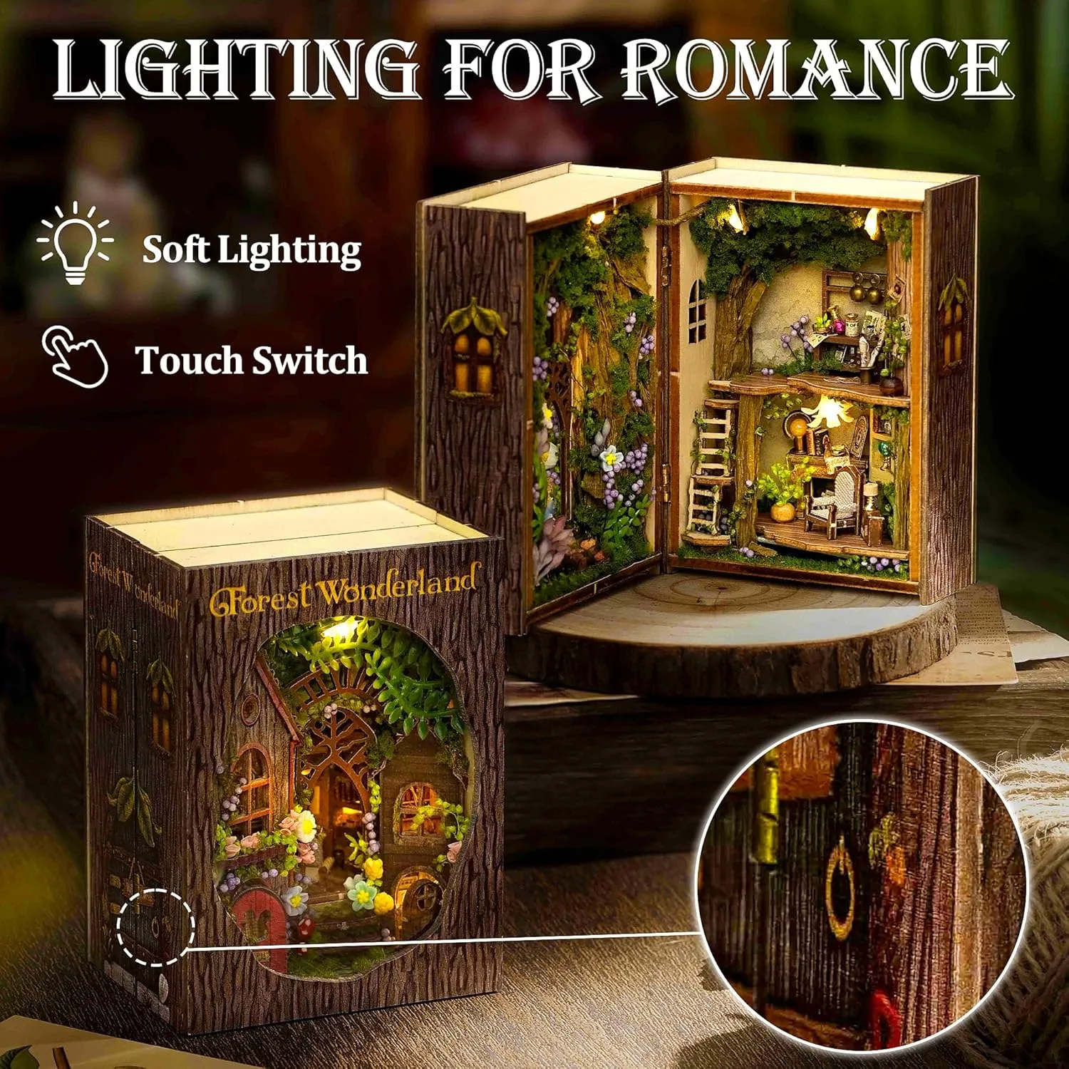 Sutinban Mini House, Flippable DIY Miniature House Kit 1:100 Tiny House Kit, Perfect DIY Birthday Festival Gift for Friends, Lovers and Families(Forest Wonderland)