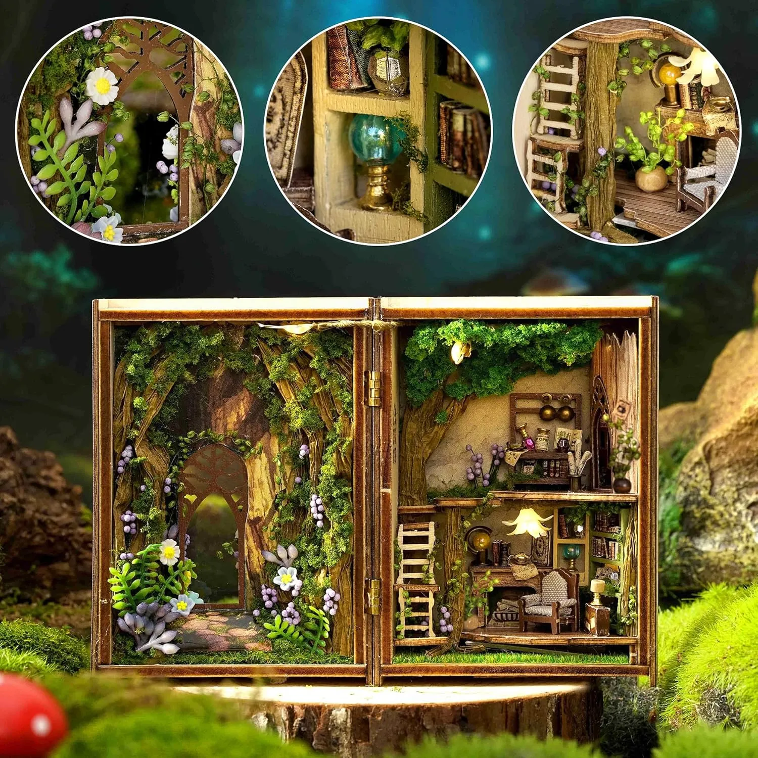 Sutinban Mini House, Flippable DIY Miniature House Kit 1:100 Tiny House Kit, Perfect DIY Birthday Festival Gift for Friends, Lovers and Families(Forest Wonderland)