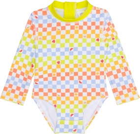 SwimZip® Girls' Long Sleeve UPF 50  One-Piece Swimsuit - Ages 6-14