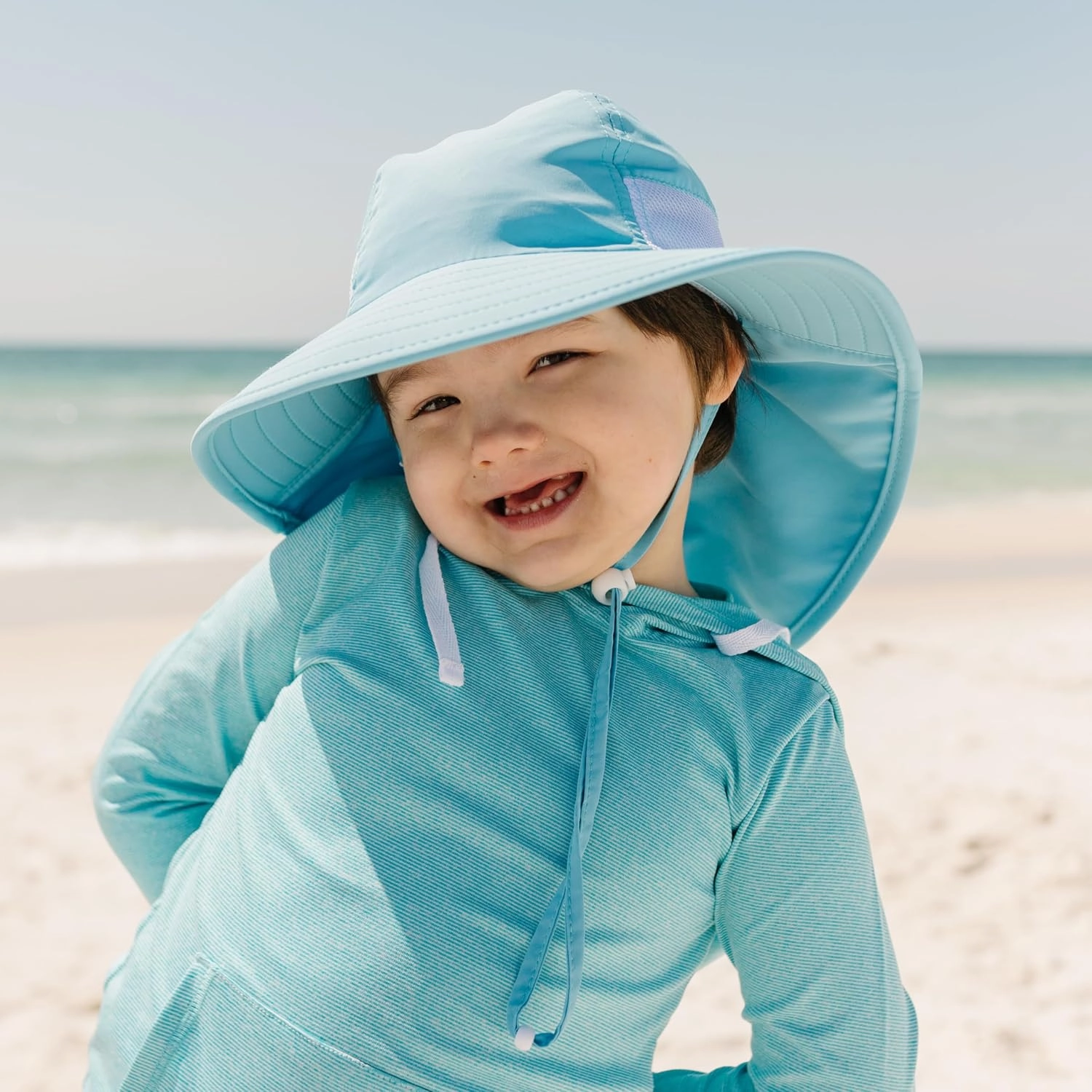 SwimZip Kids UPF 50  Sun Protection Sun Hat with Wide Brim Front & Ear/Neck Flap