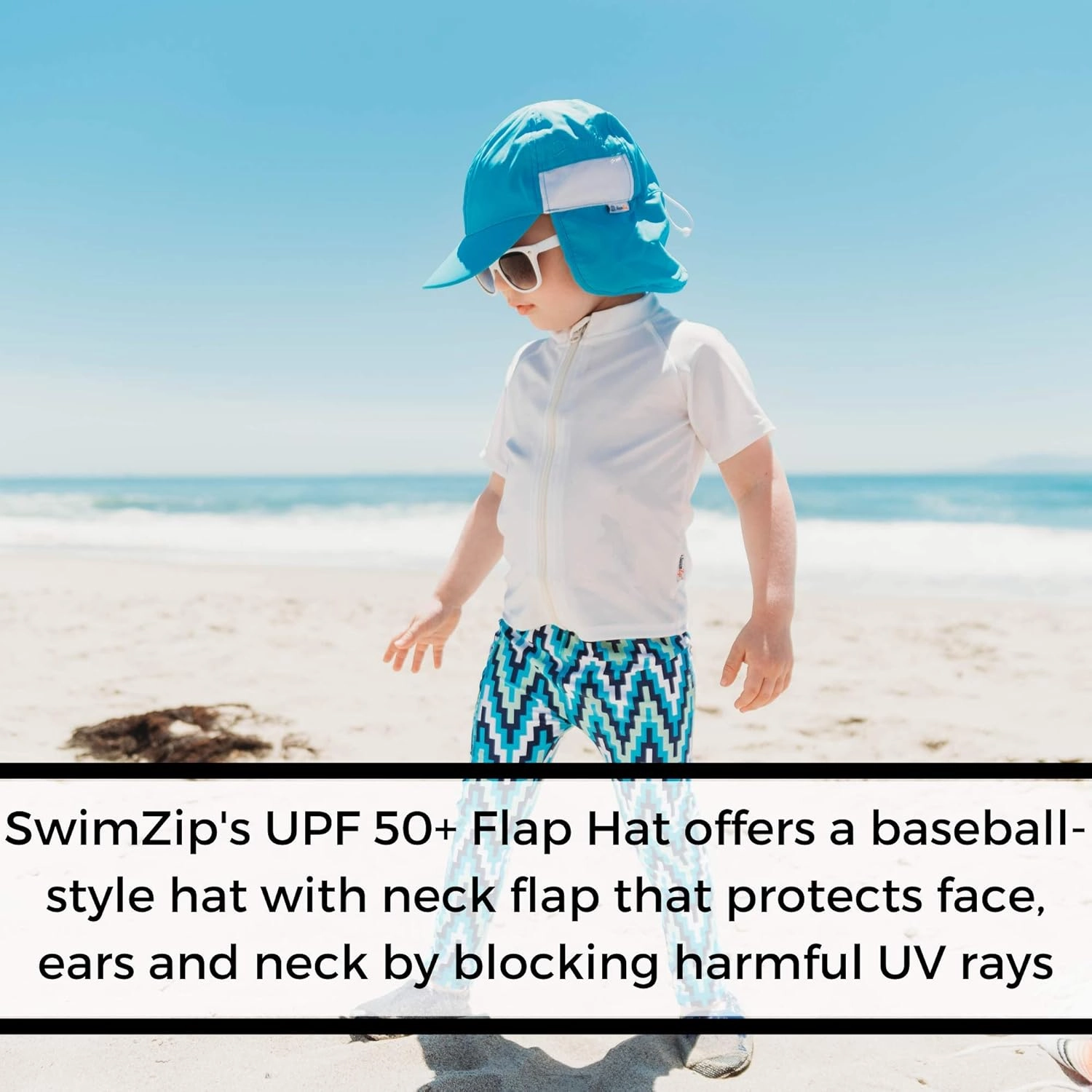 SwimZip Sun Hat with Neck Flap | UPF 50  Protection for Baby, Toddler, and Kids