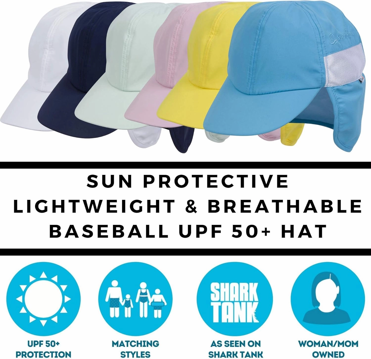 SwimZip Sun Hat with Neck Flap | UPF 50  Protection for Baby, Toddler, and Kids