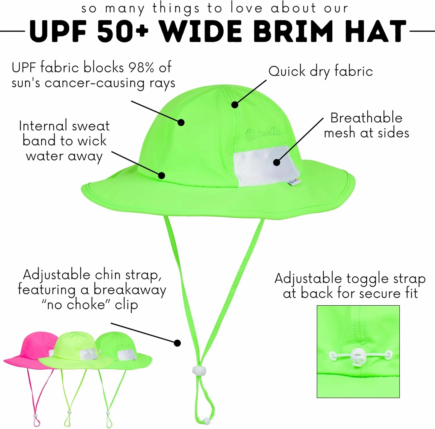 SwimZip Wide Brim Sun Hat | UPF 50  Protection for Baby, Toddler, and Kids