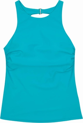 SwimZip Women's High Neck Fitted Tankini Swim Shirt - UPF 50  Sun Protection