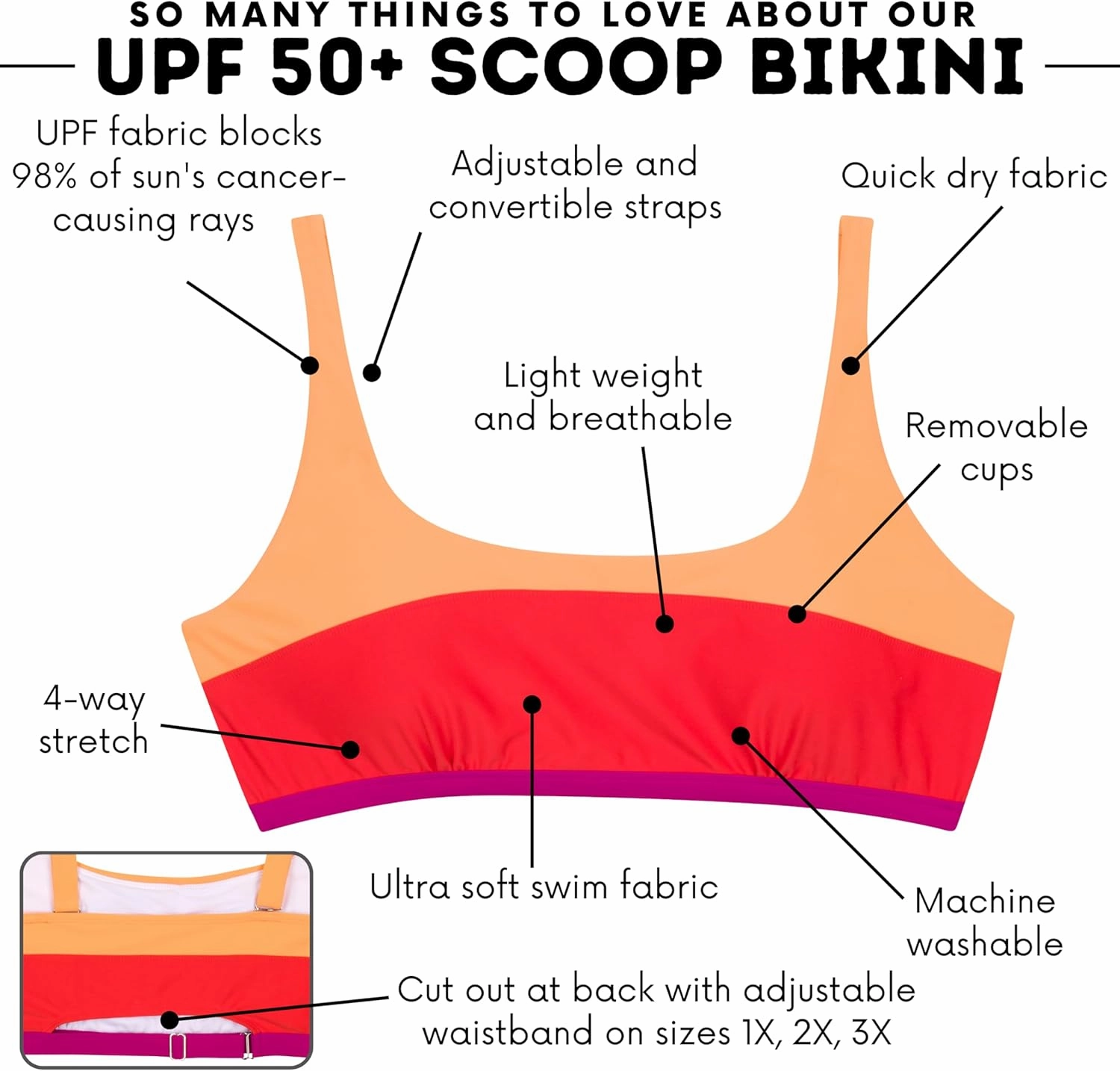 SwimZip Women's Scoop Neck Halter Top Bikini - UPF 50  Sun Protection