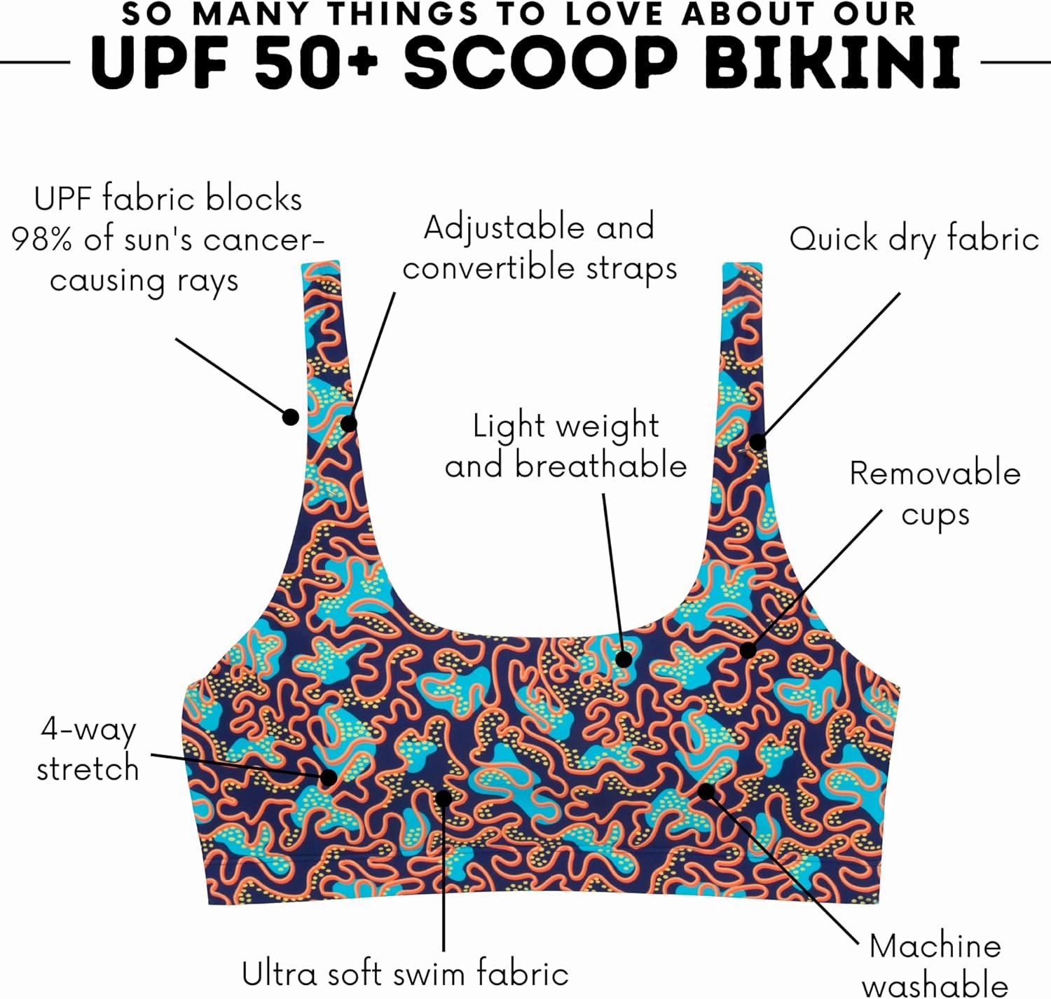 SwimZip Women's Scoop Neck Halter Top Bikini - UPF 50  Sun Protection